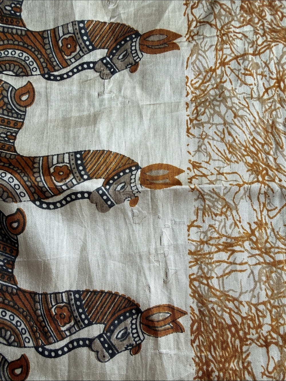 Vintage Cynthia Mehra 100% Silk Camel Print Scarf - Picture 3 of 5